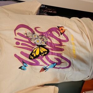 " Wild Ones" Cream& Purple T-Shirt, Size XL, New
